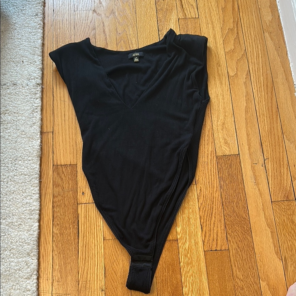 AFRM Black Fitted Bodysuit Top